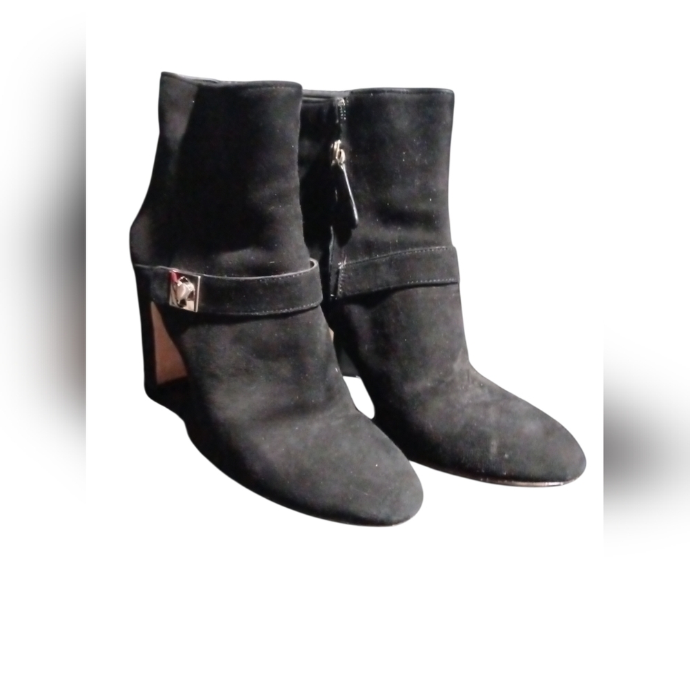 Kate Spade Elegant Thatcher Black Suede Ankle Boots 8B